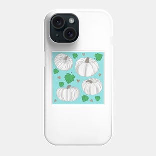 White Pumpkins in Blue Phone Case