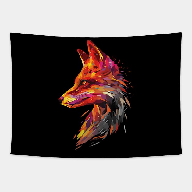 Abstract Flaming Fox Tapestry by pxl_g