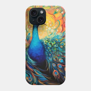 Peacock Animal Bird Portrait Colorful Painting Phone Case