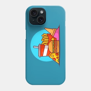 Burger, French Fries, Soft Drink, Pizza And Ice Cream Cone Cartoon Vector Icon Illustration Phone Case