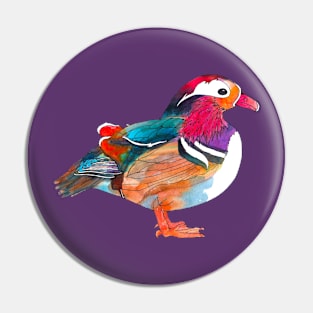 Mandarin duck in vibrant watercolor Pin