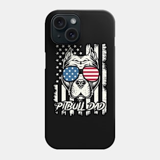 Pitbull Dad Distressed American Flag USA Patriotic 4th of July Phone Case