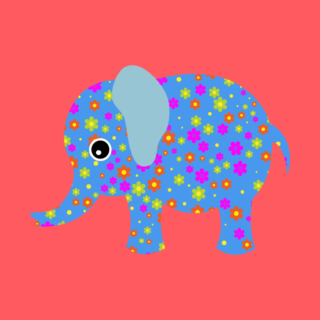 Cute Baby Elephant Flower Floral Art Design by PatrioTEEism