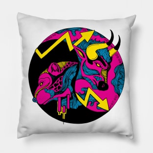 CMYK Bull and Bear Pillow