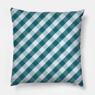 Dark Teal and White Check Gingham Plaid Pillow