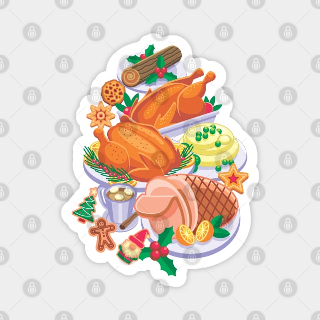 Christmas Thanksgiving Food / Dinner - Funny Holiday Magnet by Vector-Artist