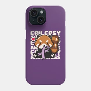 Cute Red Panda Holding Epilepsy Awareness Ribbon Phone Case