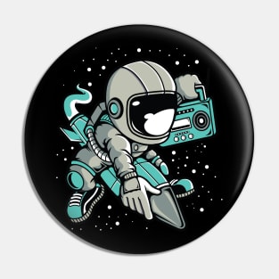 Astronaut Flying with Rocket Pin