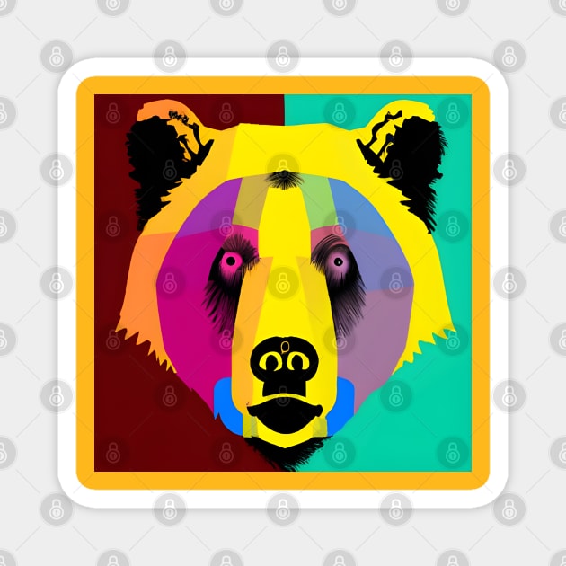 Pop Art Bear Face Magnet by Chance Two Designs