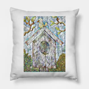 Stained Glass Bird at Peace Pillow