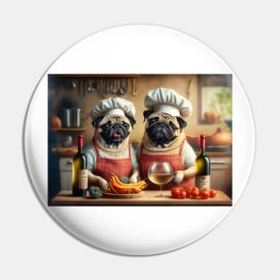 Pug Chefs in the Kitchen Apron Pin