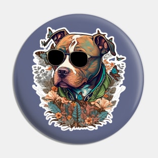 A Cool Pitbull illustration Pin