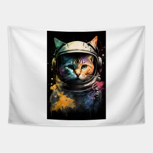 Astronaut Cat in Space Painting Tapestry