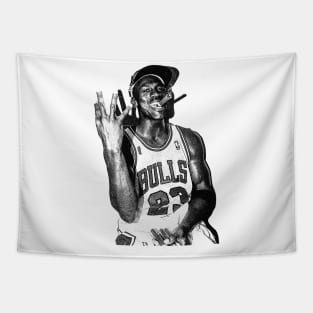 WHITE ART - michael jordan three peat Tapestry