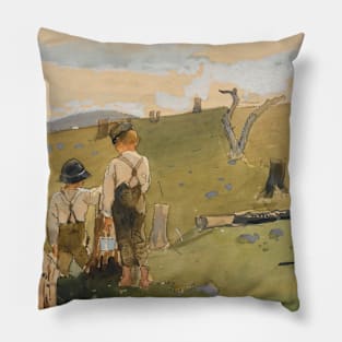 Boys On A Hillside by Winslow Homer Pillow