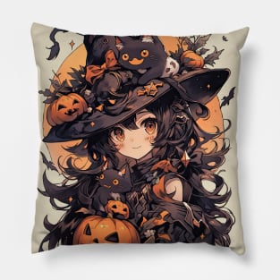 Anime witch Halloween Pillow