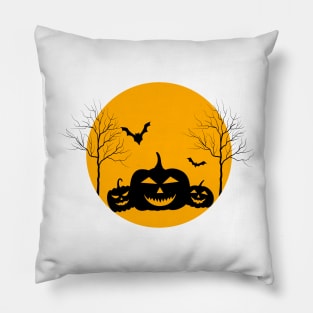 Halloween pumpkin and bats design Pillow