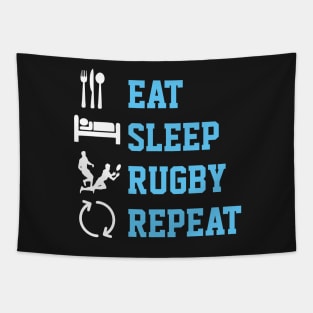 Eat sleep rugby repeat shirts from Ricaso Tapestry