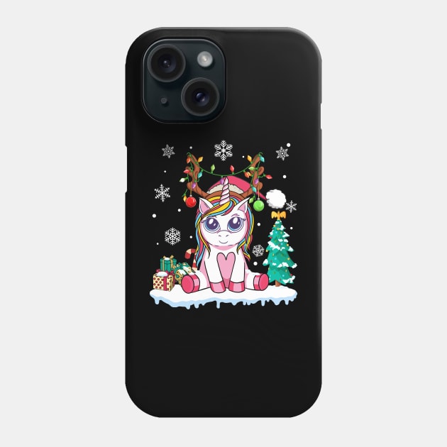 Cute Unicorn Christmas Shirt Girls Kids Women Merry Xmas Toddler Tee Phone Case by fcmokhstore