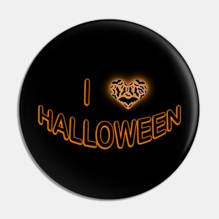 I Love Halloween (Batty Love Heart) Orange Pin