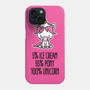 5% ice cream 95% pony 100% unicorn pun funny girl Phone Case