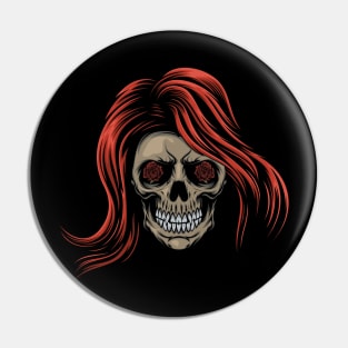 head lady skull mascot Pin