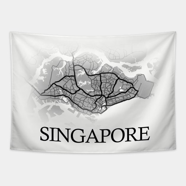Singapore State Map - Cartography Artwork Tapestry by SPAZE