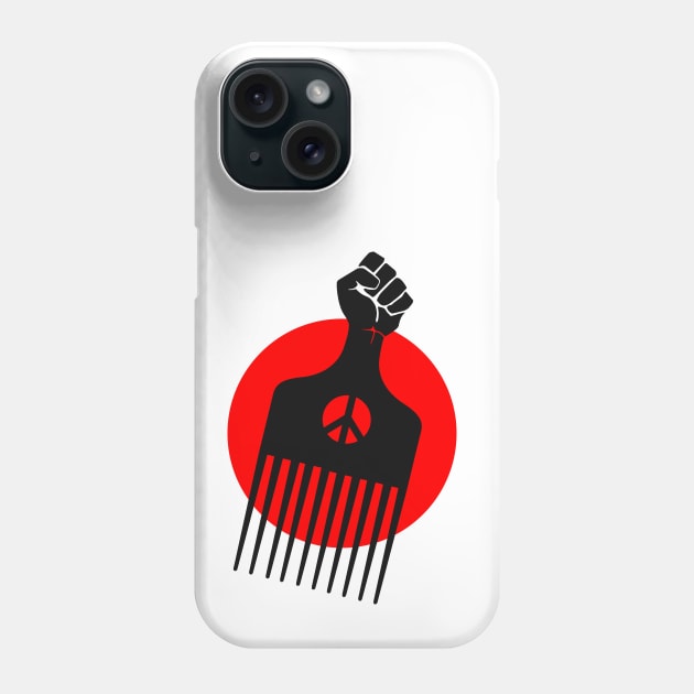 Black Fist Afro Pick, Red sun Phone Case by UrbanLifeApparel