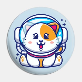 Cute baby cat wearing an astronaut helmet, cartoon character Pin
