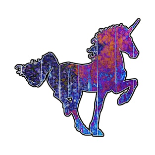 Purple Painted Wooden Unicorn T-Shirt