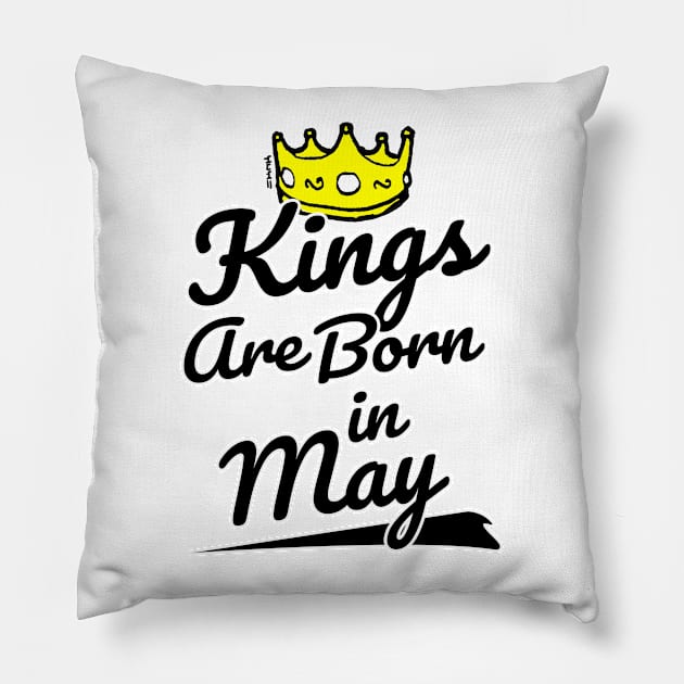 Kings are Born In May Pillow by sketchnkustom