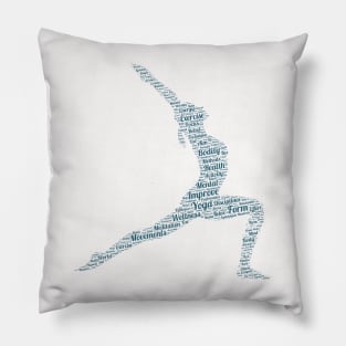 Yoga Excercise in Form Silhouette Shape Text Word Cloud Pillow