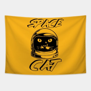 Space Cat - Black And White Tapestry