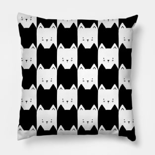 Black and White Checkerboard Cats Pillow