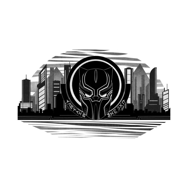 Wakanda and the mask (B&W version 1) by Meechemax