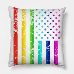 Rainbow American Flag Pillow