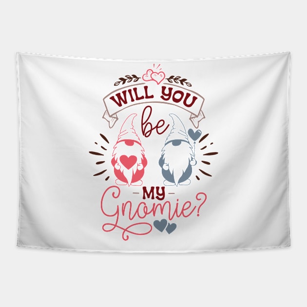 Will You Be My Gnomie Valentine's Day Gnome Tapestry by TheBlackCatprints