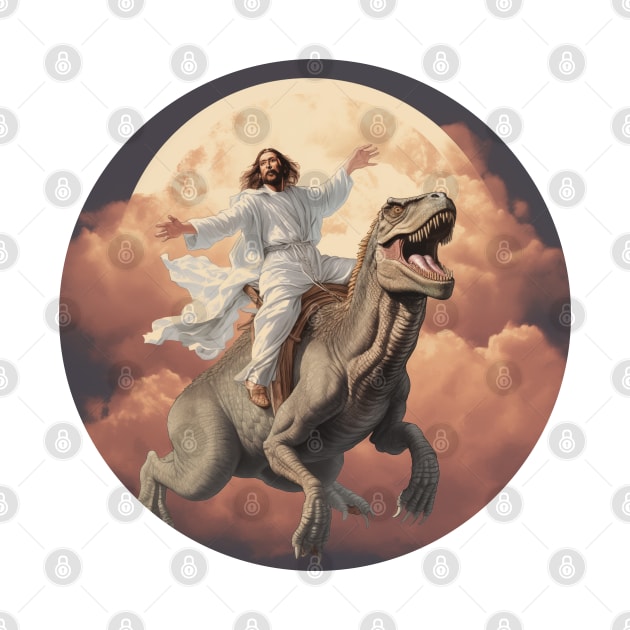 Jesus riding T-Rex in the heaven by BloomInOctober