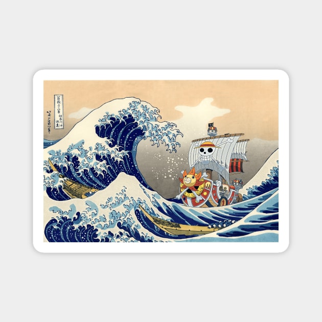 Hokusai vs Sunny Go Japanese artwork Magnet by geekmethat