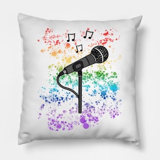 Microphone Singer Rainbow Colours Singing Teacher Vocalist Musician Pillow