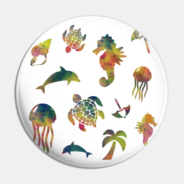 Summer sea life stickers pack colorful jellyfish dolphin sea turtle sea horse sea life pattern Pin by BoogieCreates