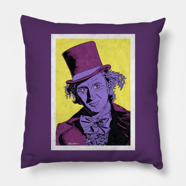 WILLY WONKA (Pop Art) Pillow by Famous Weirdos