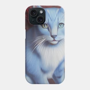 Striking Blue Cat in Autumn Leaves Phone Case