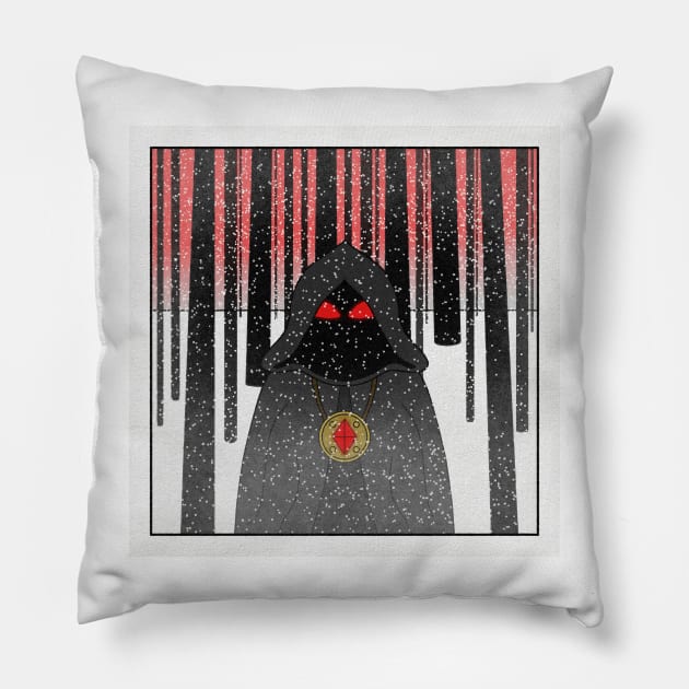 Cloaked Figure in a Dark Winter Forest Pillow by ColiasCorp.