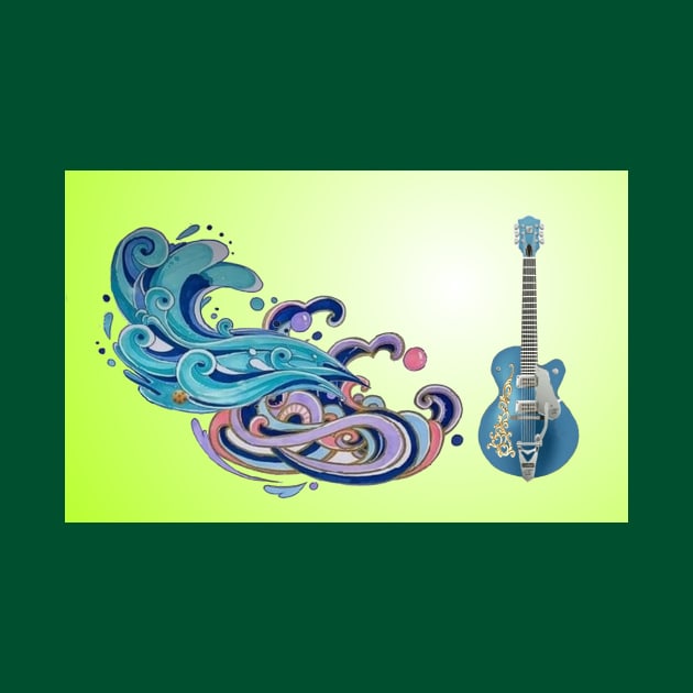 blue gitar in windy moonlight by UNIQ COLOURFULL