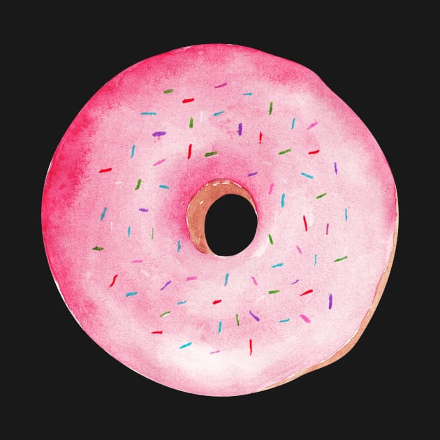 Pink Donut Watercolor By shoko by shoko