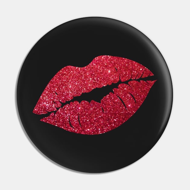 Red Faux Glitter Lips Pin by Felicity-K