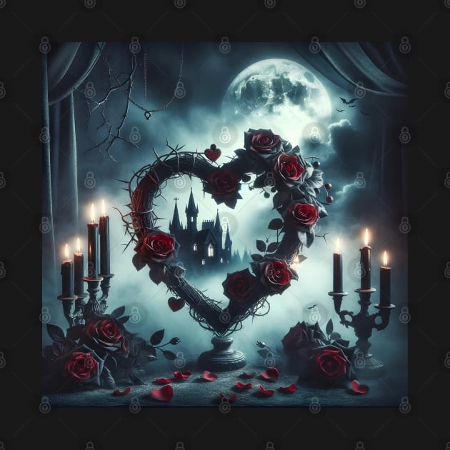 Gothic Valentines Day Heart-Shaped Wreath by OddHouse