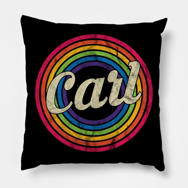 Carl - Retro Rainbow Faded-Style Pillow by MaydenArt