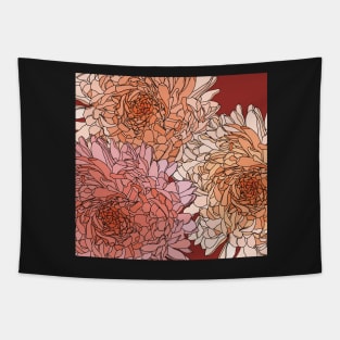 Pattern with lovely dahlias in pink apricot tones Tapestry